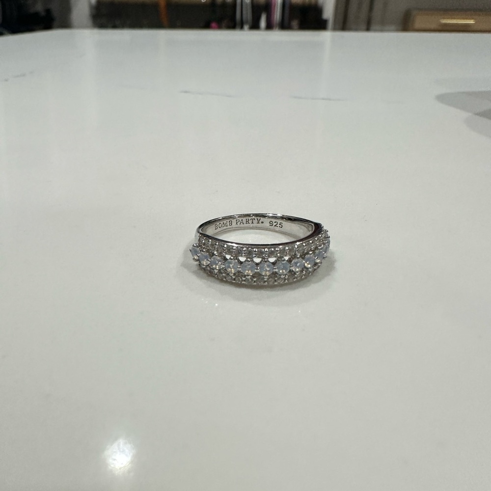 Bomb party Silver Band with Clear Stones
